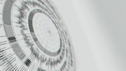 Closeup of Big Data complex round graph animation. Quantum computing universe. Cyber space of AI technology. Futuristic graph. Digital information presentation. - Powered by Adobe