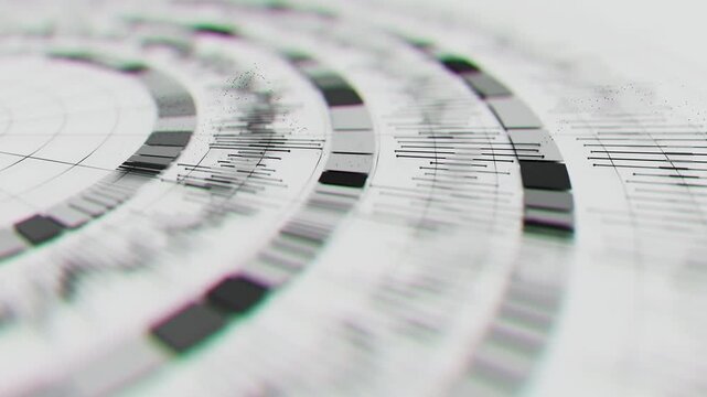 Closeup of Big Data complex round graph animation. Quantum computing universe. Cyber space of AI technology. Futuristic graph. Digital information presentation.