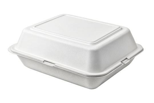 White disposable takeout food container box closed