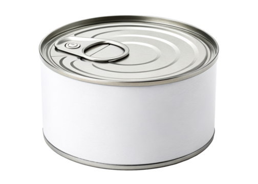 Blank White Tin Can with Metal Ring Pull Top