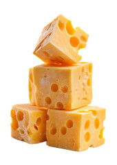 Stack of Swiss Cubes: A Delicious Dairy Delight on Dark Background