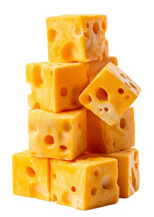 Swiss Cheese Cubes: A Tower of Dairy Delight on Black Background