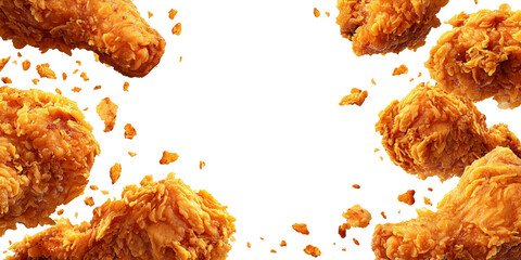 Crispy Fried Chicken Frame: Golden-Brown Perfection on Black!