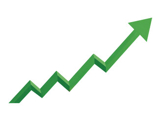 Upward Trend: Green Arrow on Black