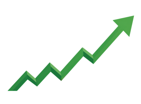 Upward Trend: Green Arrow on Black