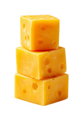 Cheese Stack: A trio of golden cubes on black.