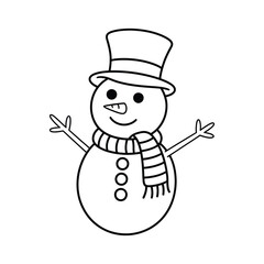 Cheerful Snowman Continuous Line Art Minimalist Winter Illustration in Black and White