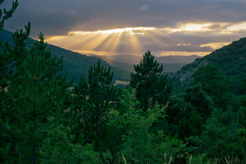 sunset over the mountains