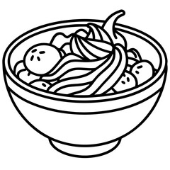 Ramen Carbonara line art vector