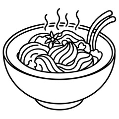 Ramen Carbonara line art vector