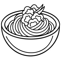 Ramen Carbonara line art vector