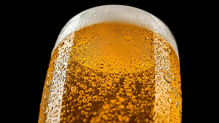 黒背景に高精細なビールのアップ