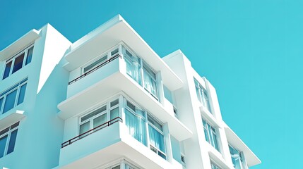White Apartment Building Under Bright Blue Sky
