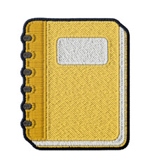 Spiral notebook embroidery patch illustration isolated on transparent background