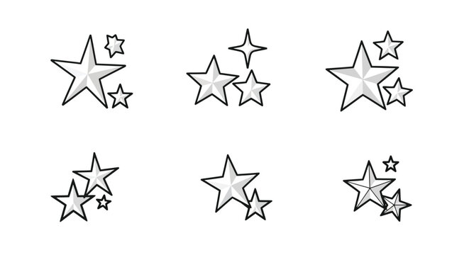 Set of Hand-Drawn Star Icons and Graphics for Design Projects