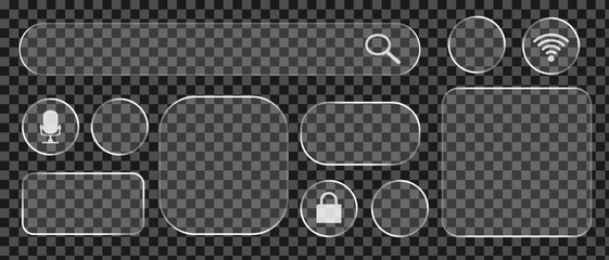 Light Liquid glass effect UI frame for smartphone and web app, vector	
