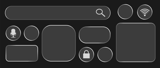 Light Liquid glass effect UI frame for smartphone and web app, vector	
