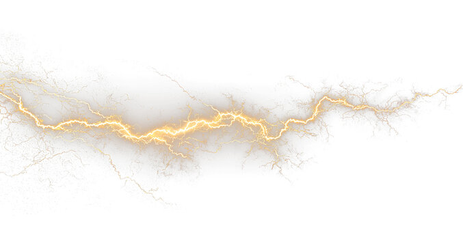 Bright yellow lightning bolt electric energy transparent PNG