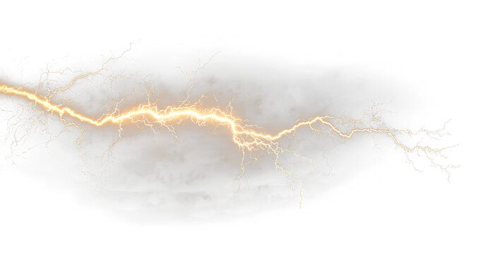 Glowing electric strike flash power thunder effect PNG