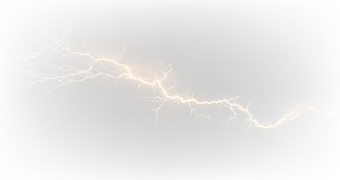 Yellow lightning flash with glowing electric branches PNG
