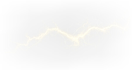 Glowing yellow thunder strike energy effect transparent PNG