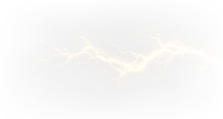 Glowing yellow thunder strike energy effect transparent PNG