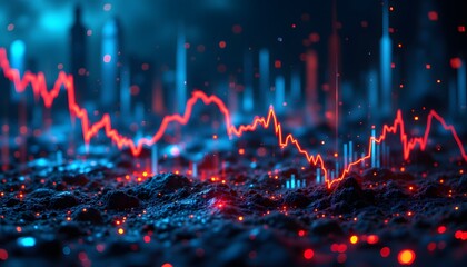 The stock market crash crisis graph data depicts a sharp decline in finance statistic values, causing widespread panic among investors and triggering a wave of bankruptcy filings
