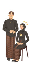 Jawa bride or indonesian bride muslim couple in jawa dress