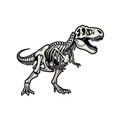 illustration vector of  tyrannosaurus rex skeleton isolated on white background