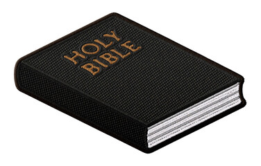 Isometric Bible embroidery patch illustration isolated on transparent background