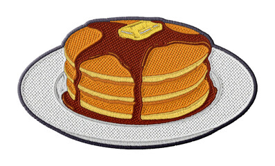 Pancake stack embroidery patch illustration isolated on transparent background