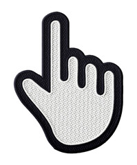 Click cursor icon embroidery patch illustration isolated on transparent background