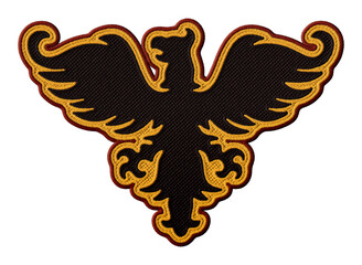 Heraldic eagle silhouette embroidery patch illustration isolated on transparent background