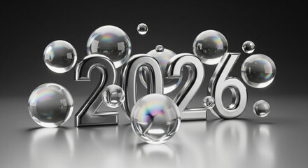 2026 silver chrome numbers forming new year date
