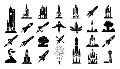 Collection of rocket and space shuttle icons and illustrations © MARS