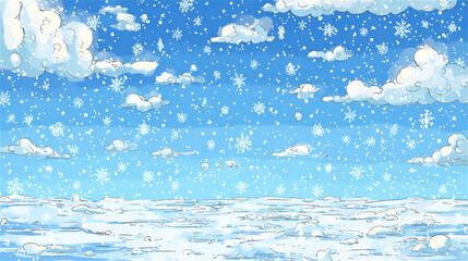 雪が降る青空の背景