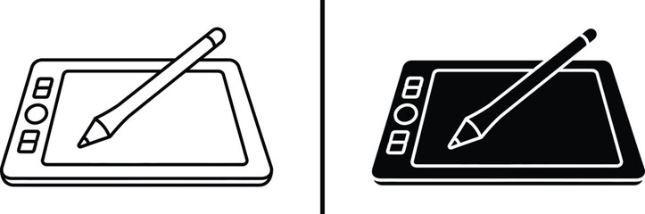 Graphic Drawing Tablet Icon – Digital Art Pad with Stylus Illustration