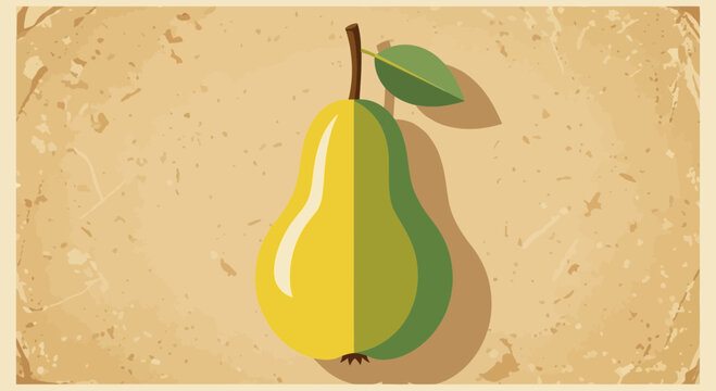 Stylized pear illustration with aged background offering a rustic appeal