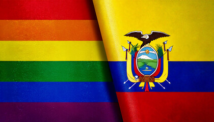 レインボーフラッグとエクアドルの国旗(Pride Flag & Ecuador flag.)
