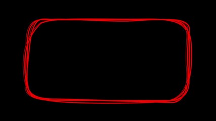 Hand drawn red rectangle, animated scribble red rectangle  marker 4k transparent background , alpha channel. red rectangle sketch, abstract digital neon rectangle frame. red marker pen style, doodle  - Powered by Adobe