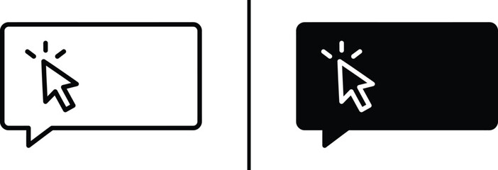 Chat Bubble with Cursor Icon – Online Message Click and Communication Symbol