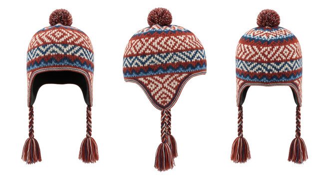 Peruvian chullo hat with earflaps and pom pom a traditional knitted winter headwear