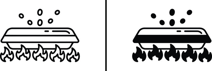 Cooking Steamer Tray Over Flame Icon – Food Preparation Illustration