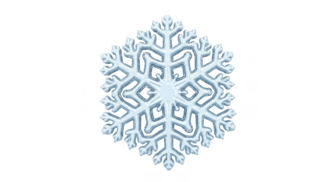 Intricate Blue and White Snowflake Crystal with Six Arms on Background winter cold isolated on a transparent background