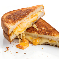 Mouthwatering grilled cheese sandwich oozing with melted cheddar for comfort food ads