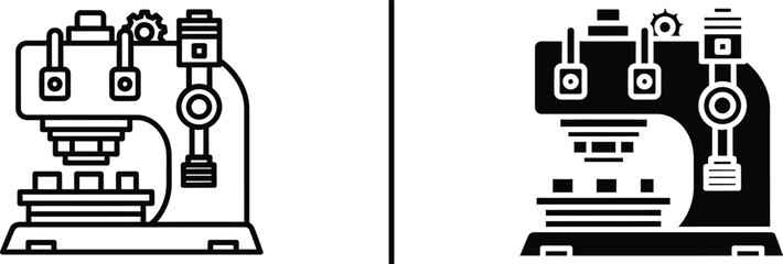 Hydraulic Press Machine Icon – Industrial Metal Forming Illustration