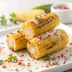 Grilled sweet corn with Parmesan and chili flakes for a vibrant summer barbecue feast