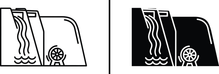 Hydroelectric Dam Icon – Renewable Water Energy Power Generation