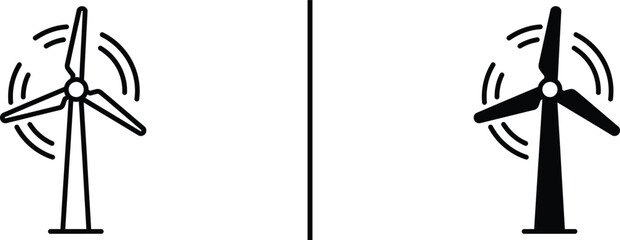 Wind Turbine Icon with Motion Lines – Renewable Energy Illustration