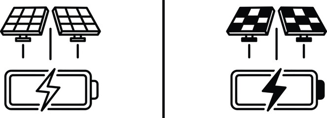 Solar Panel Charging Battery Icon – Renewable Energy Illustration